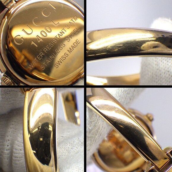 Gucci Watch Bangle Watch 1400l Round GG Logo Sunray Pink Dial GP Quartz Analog - Picture 8 of 10